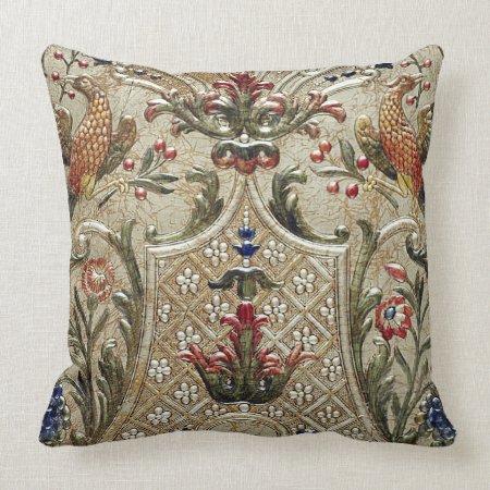 Luxury Leather Silver Pheasant Gilded Cushion