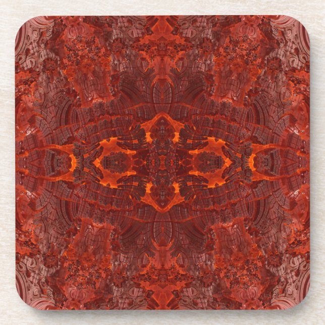 Luxury Leather Textured Golden Brown Pattern Beverage Coaster (Front)