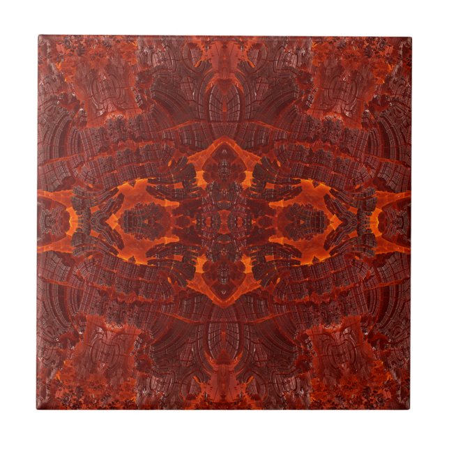 Luxury Leather Textured Golden Brown Pattern Ceramic Tile (Front)