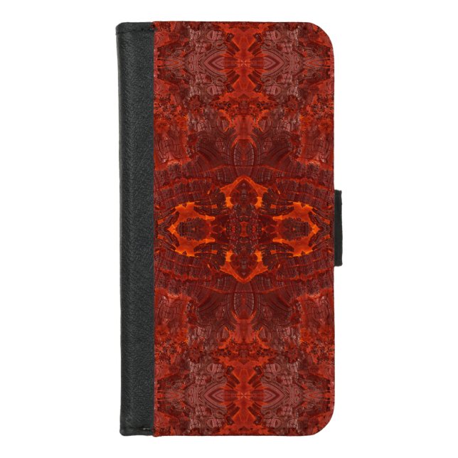 Luxury Leather Textured Golden Brown Pattern iPhone Wallet Case (Front)