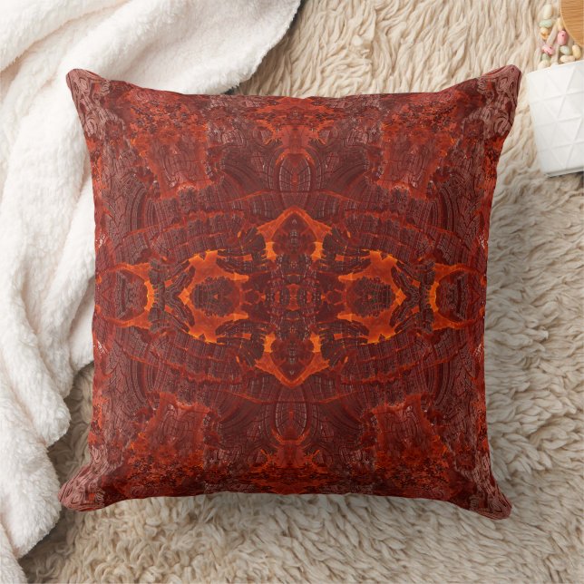 Luxury Leather Textured Golden Brown Pattern Throw Pillow (Blanket)