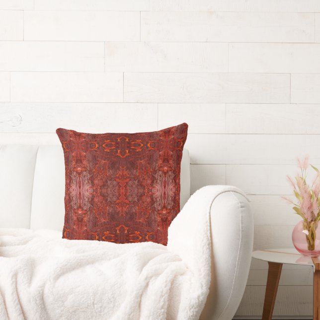 Luxury Leather Textured Golden Brown Pattern Throw Pillow (Couch)