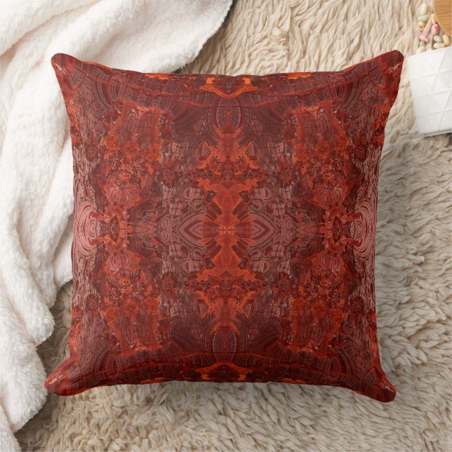 Luxury Leather Textured Golden Brown Pattern Throw Pillow (Blanket)
