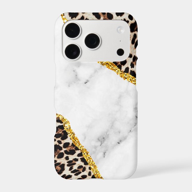 Luxury Leopard Interior Marble Stone Glitter Beach Case-Mate iPhone Case (Back)