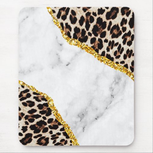 Luxury Leopard Interior Marble Stone Glitter Mouse Pad