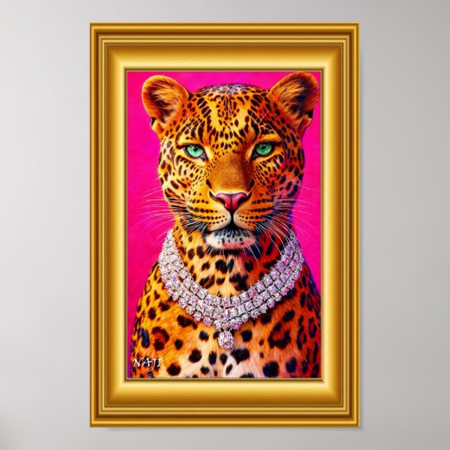 Luxury Leopard Portrait with Diamond Necklace – Bo Poster (Front)