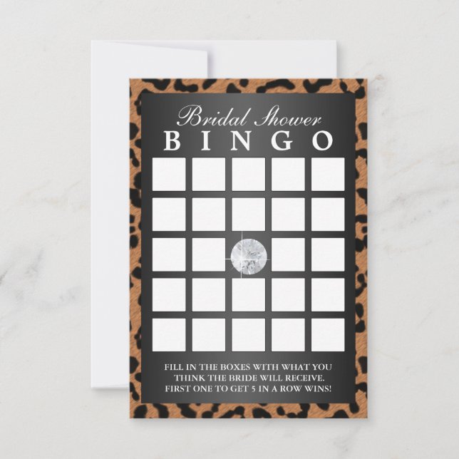 Luxury Leopard Print Bridal Shower Bingo Cards (Front)