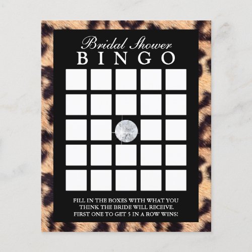 Luxury Leopard Print Bridal Shower Bingo Game Card