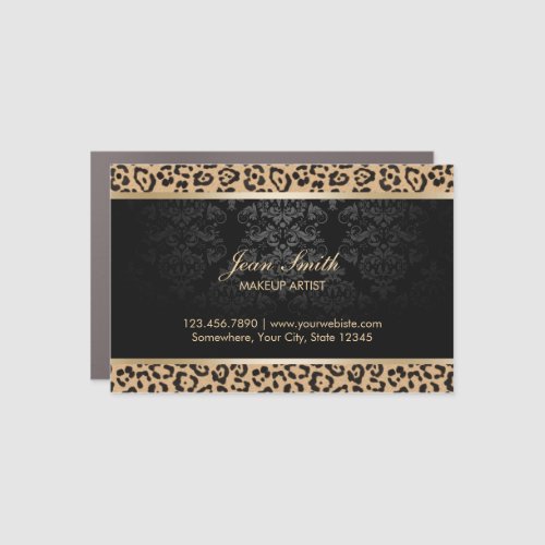 Luxury Leopard Print  Damask Beauty Salon Car Magnet
