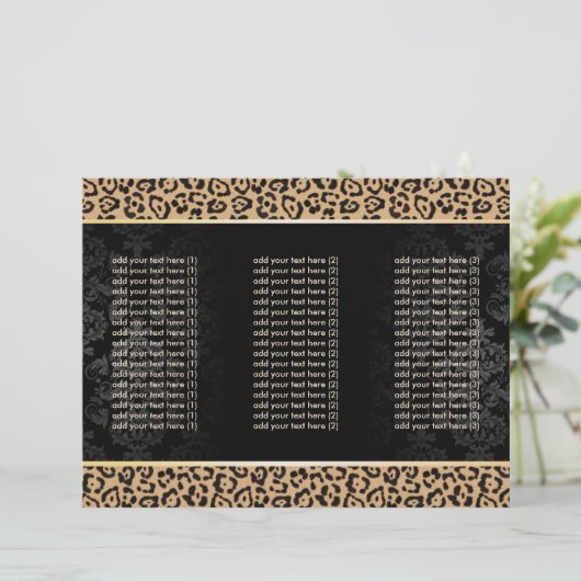 Luxury Leopard Print & Damask Tri-Fold Brochures (Standing Front)