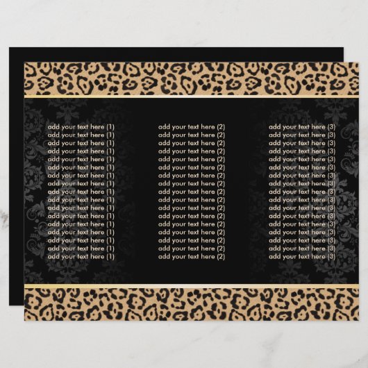 Luxury Leopard Print & Damask Tri-Fold Brochures (Front/Back)