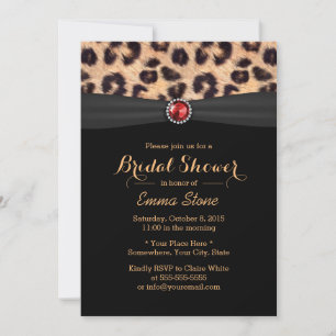 Luxury Leopard Print & Ruby Gemstone Bridal Shower Invitation
