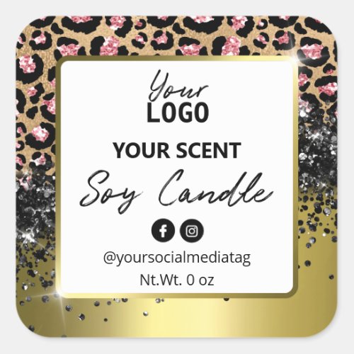 Luxury Leopard Print Soy Candle Labels