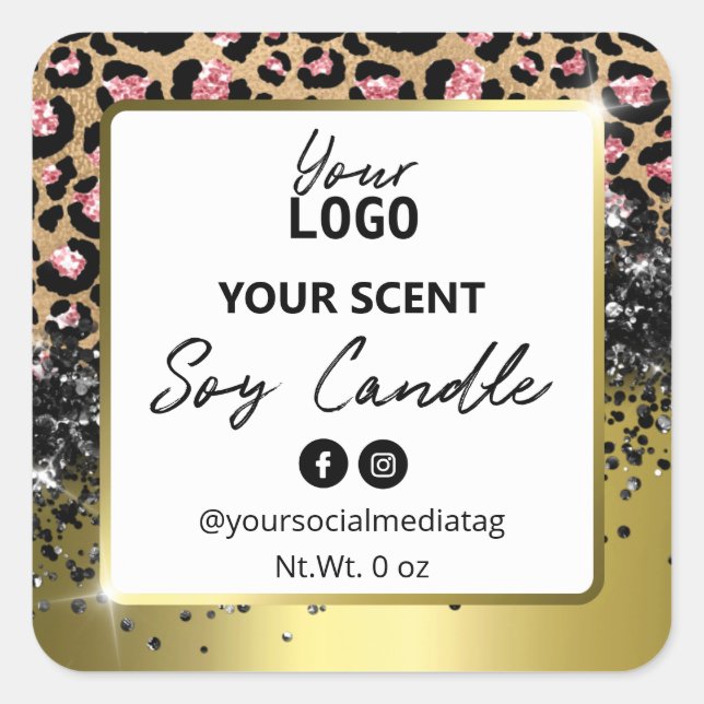 Luxury Leopard Print Soy Candle Labels (Front)