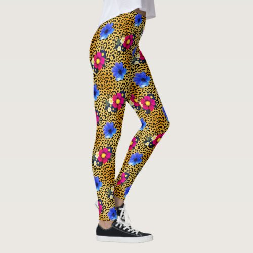 Luxury Leopard with flowers Print Leggings