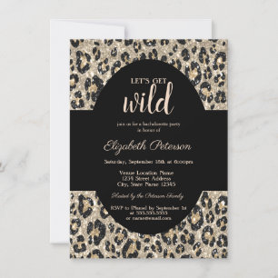 Luxury Let's Get Wild Glitter Leopard Print Invitation