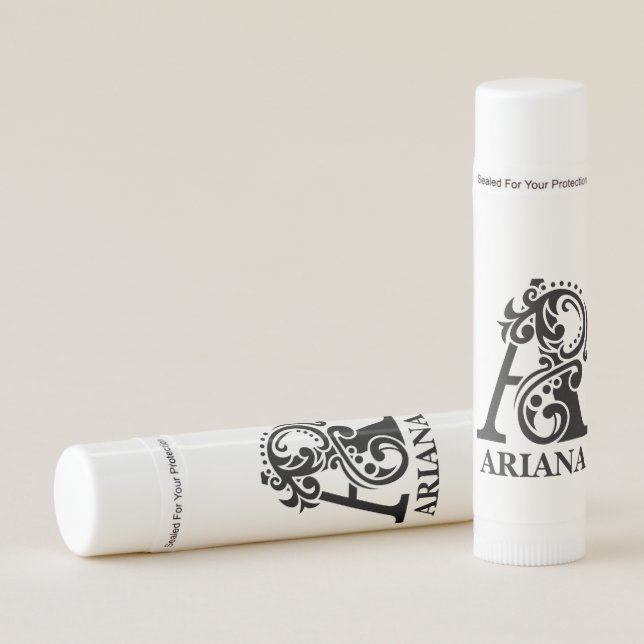 Luxury letter A in black and white Lip Balm (Front)