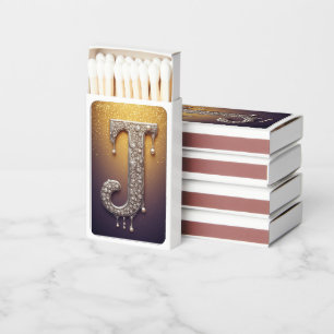 Luxury Letter J Monogram in Diamond, Pearl Gold Matchboxes