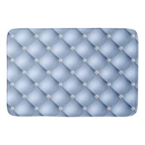 Luxury Light Blue Diamond Tufted Pattern Bath Mat