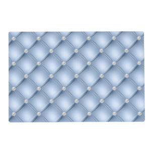 Luxury Light Blue Diamond Tufted Pattern Placemat