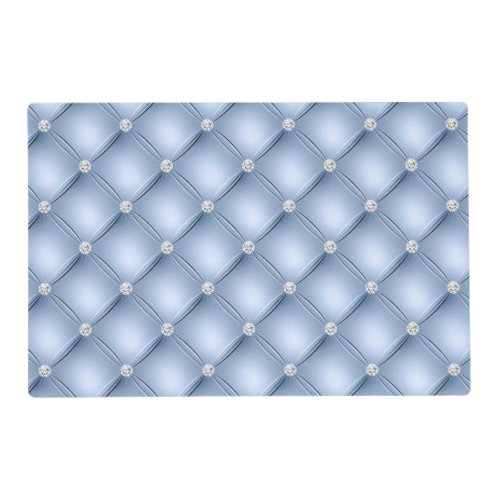 Luxury Light Blue Diamond Tufted Pattern Placemat