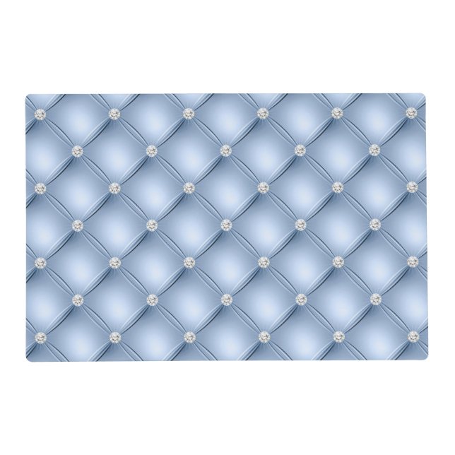 Luxury Light Blue Diamond Tufted Pattern Placemat (Front)
