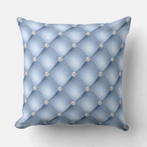Luxury Light Blue Diamond Tufted Pattern Throw Pillow