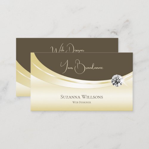 Luxury Light Gold and Brown with Sparkled Diamond Business Card