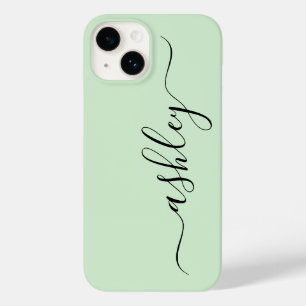 Luxury Light Green  Phone Case with Custom Name.