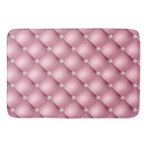 Luxury Light Pink Diamond Tufted Pattern Bath Mat