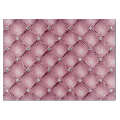 Luxury Light Pink Diamond Tufted Pattern Cutting Board