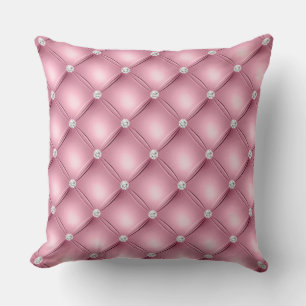 Luxury Light Pink Diamond Tufted Pattern Throw Pillow