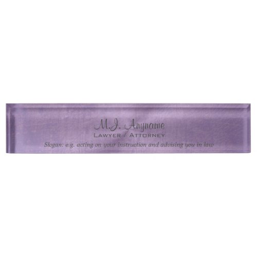 Luxury lilac leather effect Lawyer / Attorney Desk Name Plate