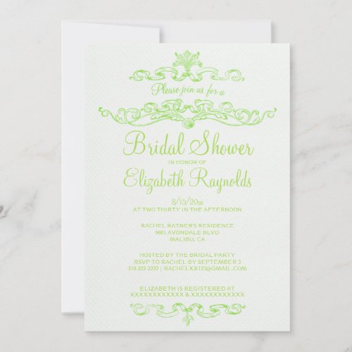 Luxury Lime Green Bridal Shower Invitations
