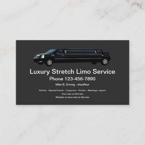 Luxury Limousine Chauffeur Service Business Card