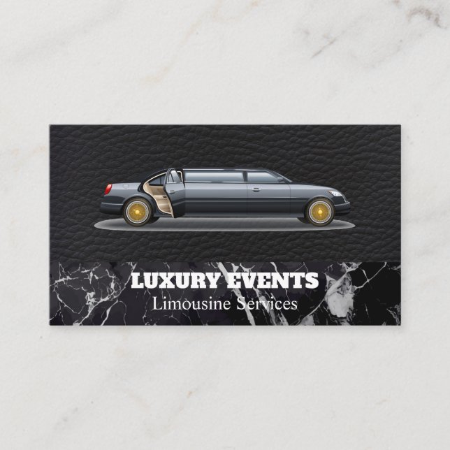 Luxury Limousine | Driver | Leather Business Card (Front)