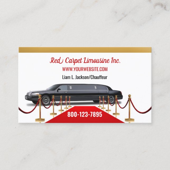 Luxury Limousine Service Business Card Template (Front)