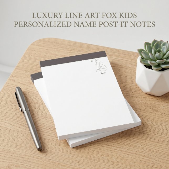 Luxury Line Art Fox Kids Personalized Name Post-it Notes (Luxury Line Art Fox Kids Personalized Name Post-it Notes)