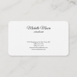 Luxury Linen Black & White Plain Classical Minimal Business Card
