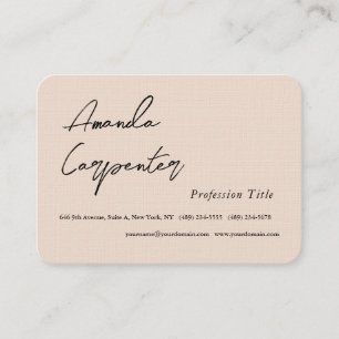 Luxury Linen Champagne Pink Plain Minimalist Business Card