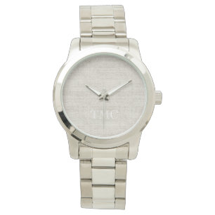 Luxury Linen Fabric INITIALS Neutral Modern Time Watch
