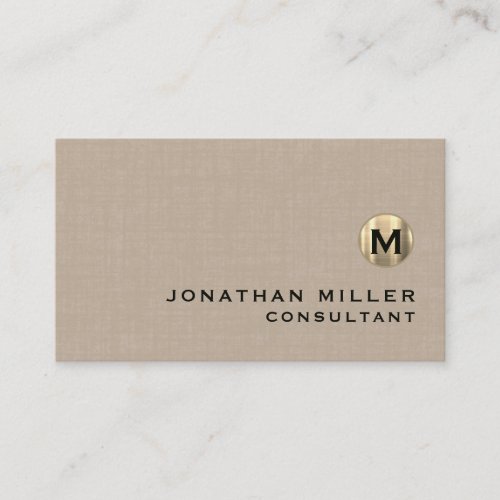 Luxury Linen Gold Monogram Business Card