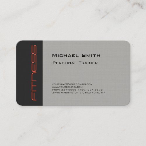 Luxury Linen Gray Personal Trainer Sport Plain Business Card