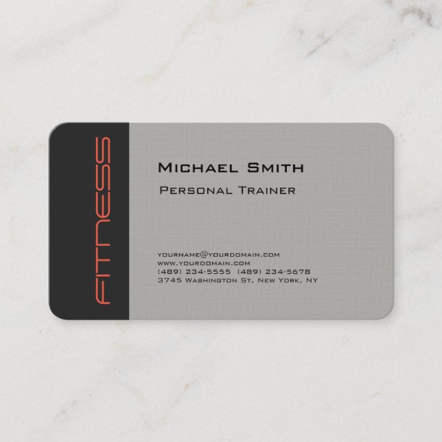 Luxury Linen Gray Personal Trainer Sport Plain Business Card (Front)