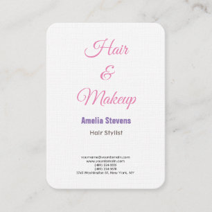 Luxury linen hair stylist makeup artist minimalist business card