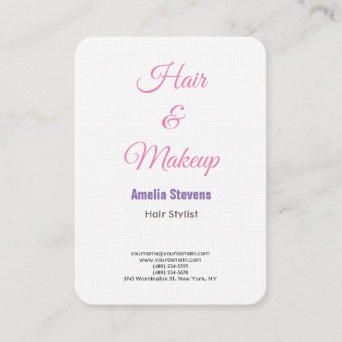 Luxury linen hair stylist makeup artist minimalist business card