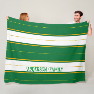 Luxury Linen Modern Green Gold Texture Collection Fleece Blanket