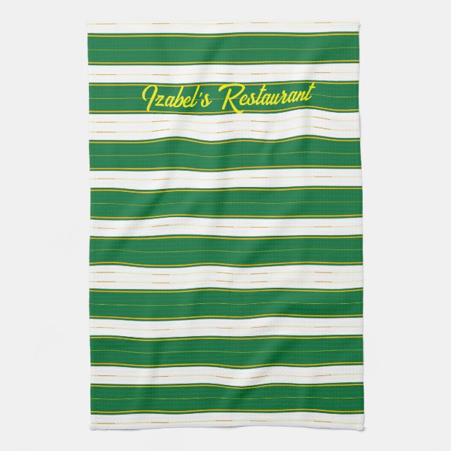 Luxury Linen Modern Green Gold Texture Collection Kitchen Towel (Vertical)