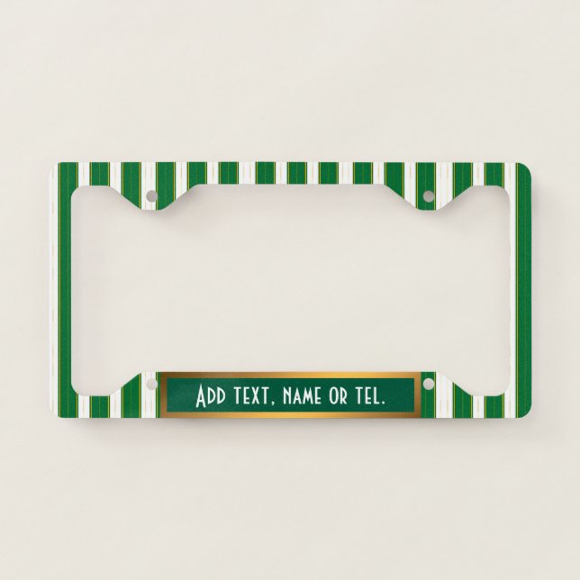 Luxury Linen Modern Green Gold Texture Collection License Plate Frame (Front)