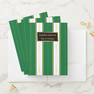 Luxury Linen Modern Green Gold Texture Collection Pocket Folder